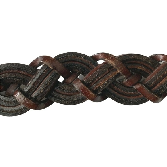 Woman’s Brown Classic Braided Belt Genuine Leather Buckle 1" Wide |Size M - Picture 7 of 9